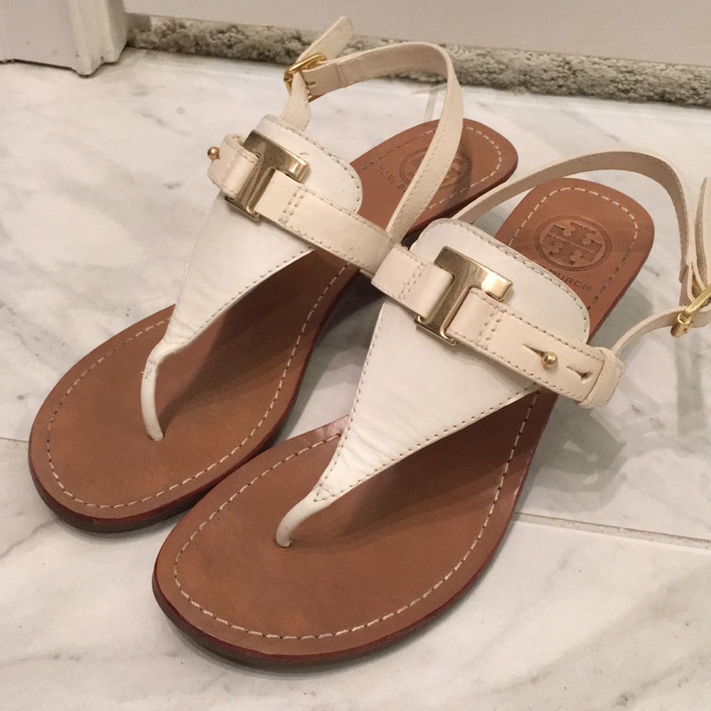 Tory Burch White Wedges Size 8.5 (fits an 8)